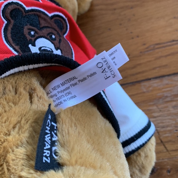 FAO Schwarz Original Brown Plush Teddy Bear with 1862 Varsity Jacket 12" Tall - Picture 5 of 6